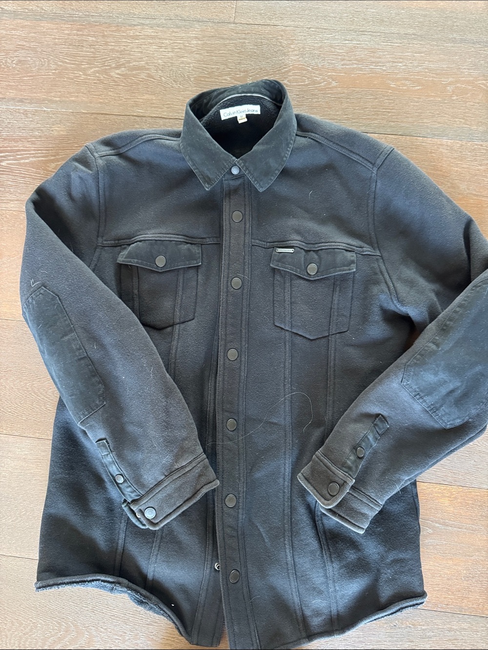 Calvin Klein Black Snap-Front Shirt Jacket
